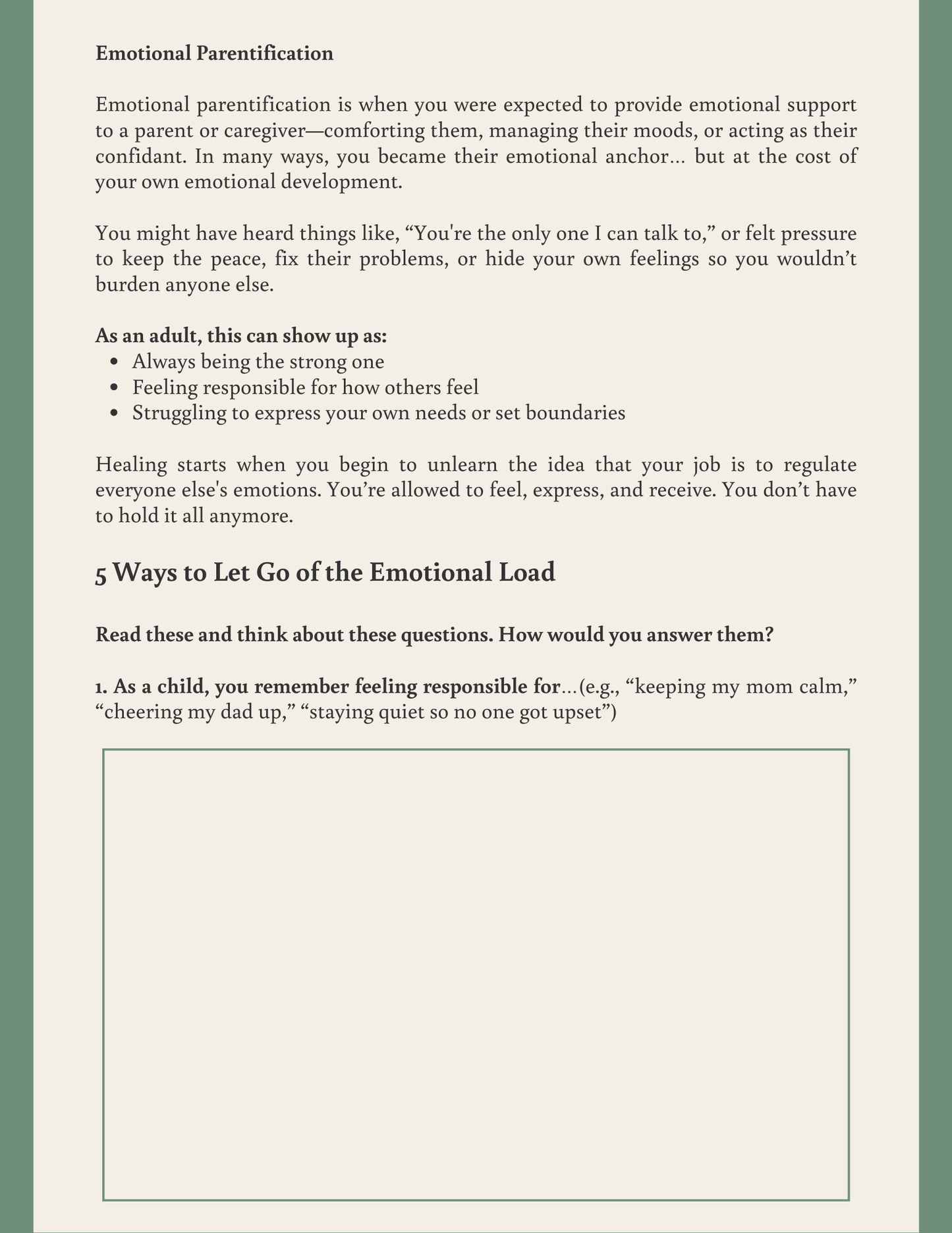 Parentified No More: A Healing Workbook for Adult Children Who Grew Up Too Fast