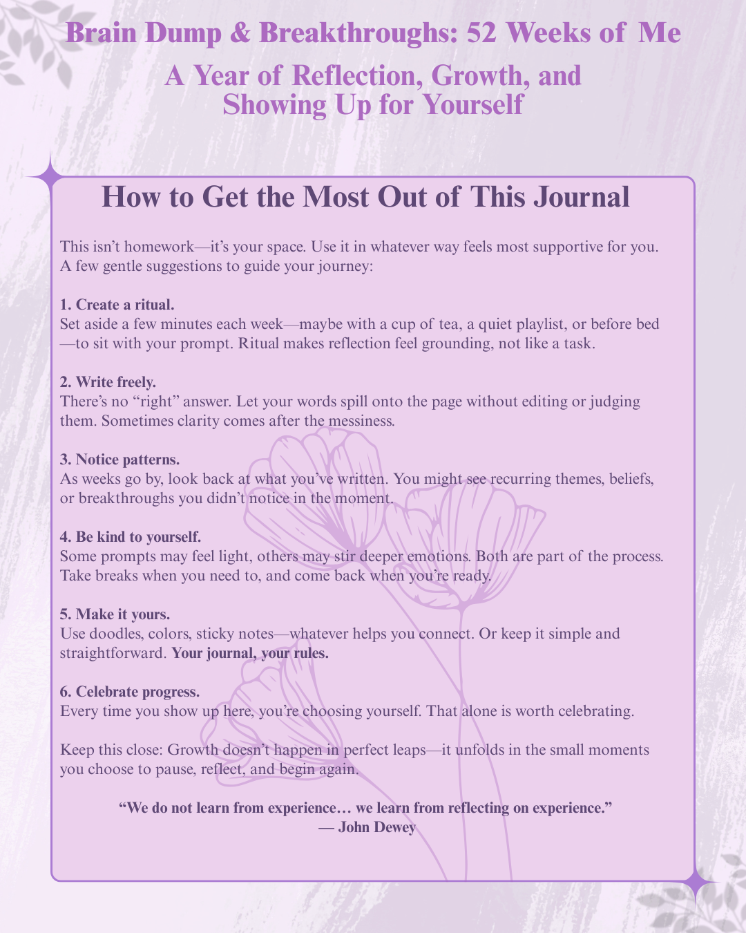 Brain Dump & Breakthroughs: 52 Weeks of Me Journal