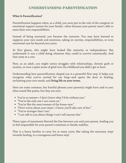 Parentified No More: A Healing Workbook for Adult Children Who Grew Up Too Fast