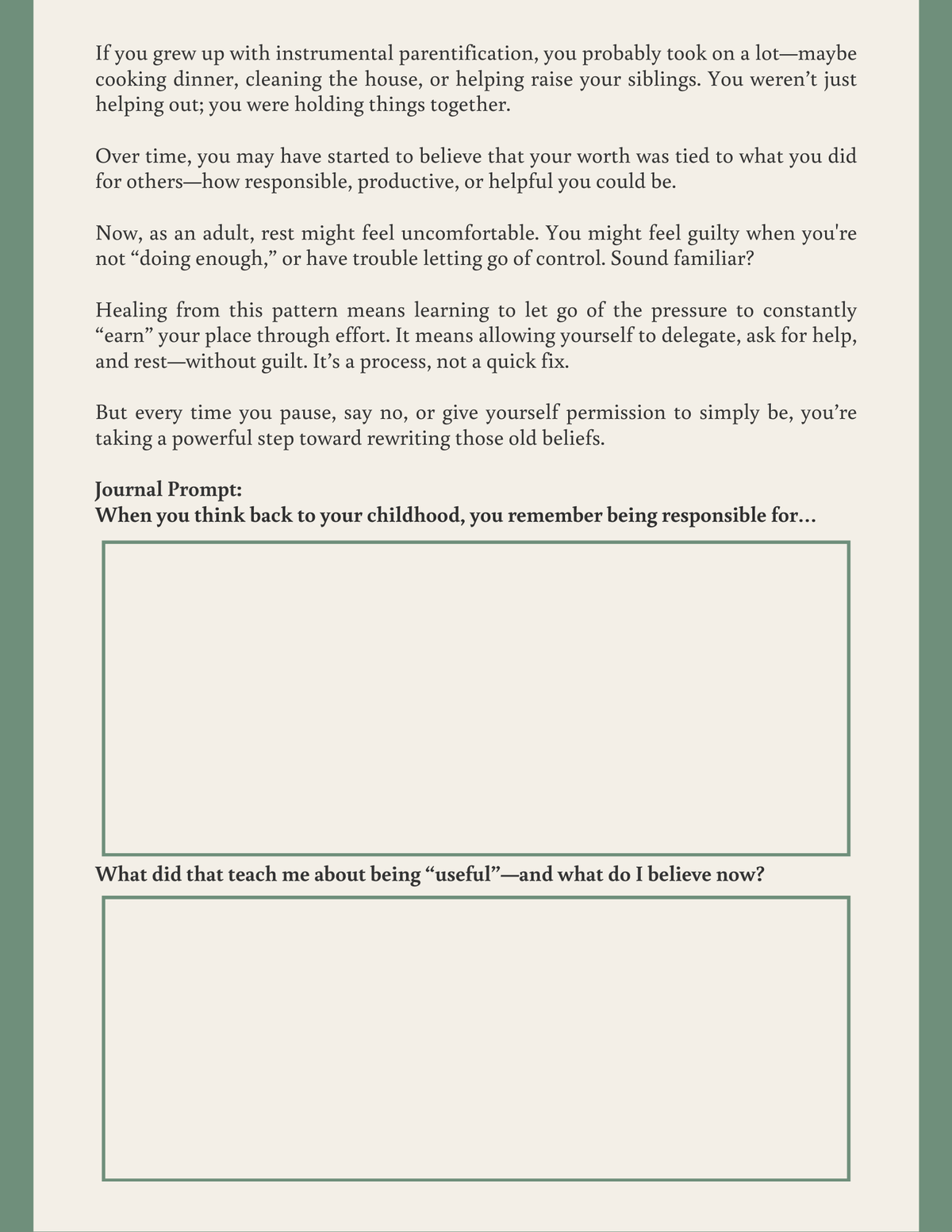 Parentification Worksheet.pdf Parentified No More: A Healing Workbook for Adult Children Who Grew Up ...