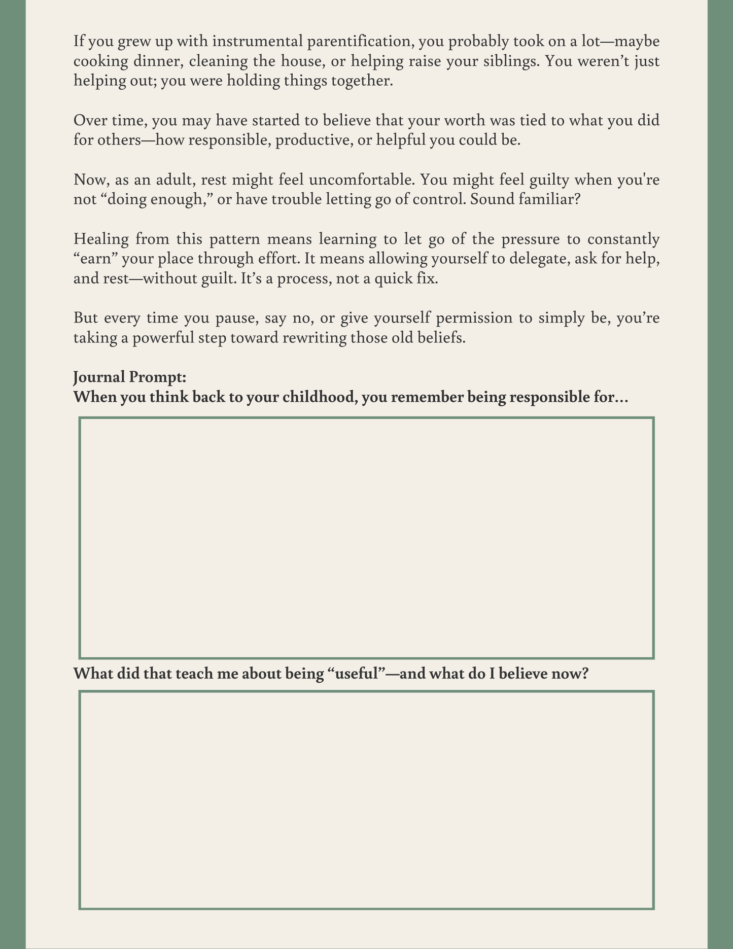 Parentified No More: A Healing Workbook for Adult Children Who Grew Up Too Fast