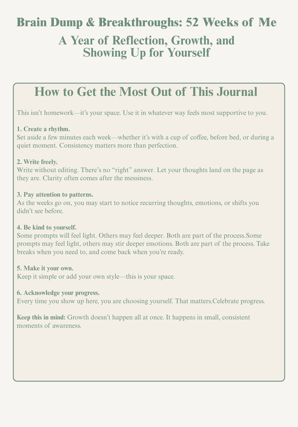 Brain Dump & Breakthroughs: 52-Week Guided Journal