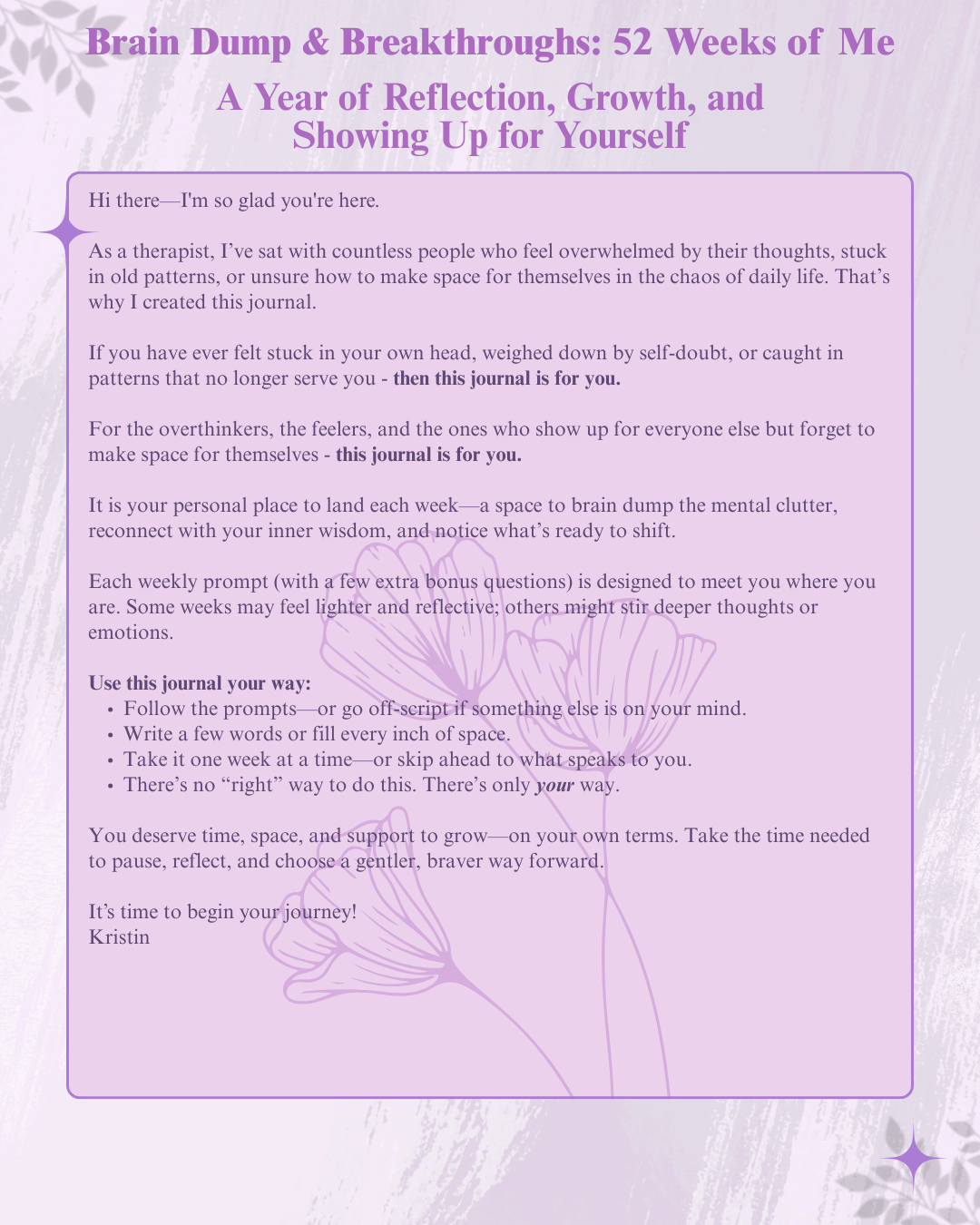 52 Weeks of Me – Print Edition | Guided Weekly Reflection Journal