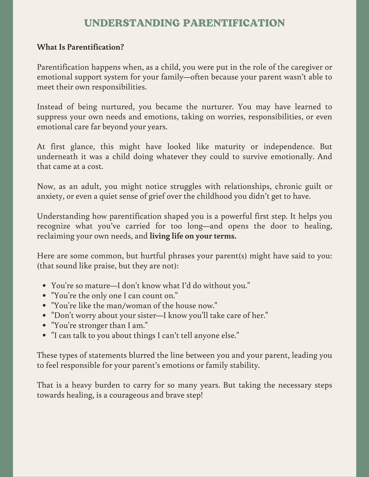 Parentified No More: A Healing Workbook for Adult Children Who Grew Up Too Fast
